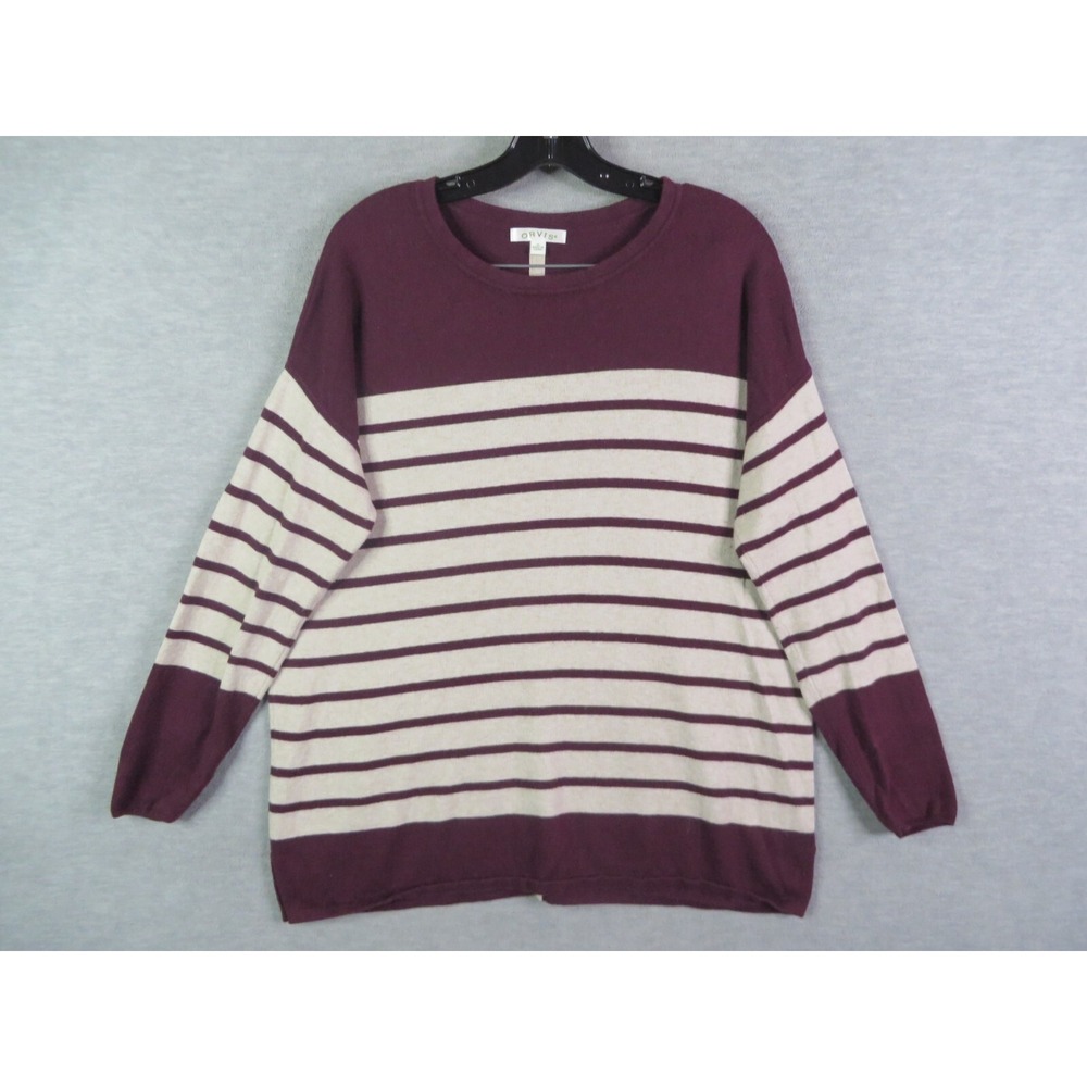 Orvis Mens Sweater M Red Stripe Cashmere Blend Pullover Cabincore Heritage PNW